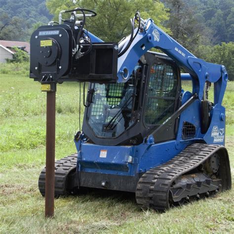 skid steer post driver rental|vibrating post driver for skid steer.